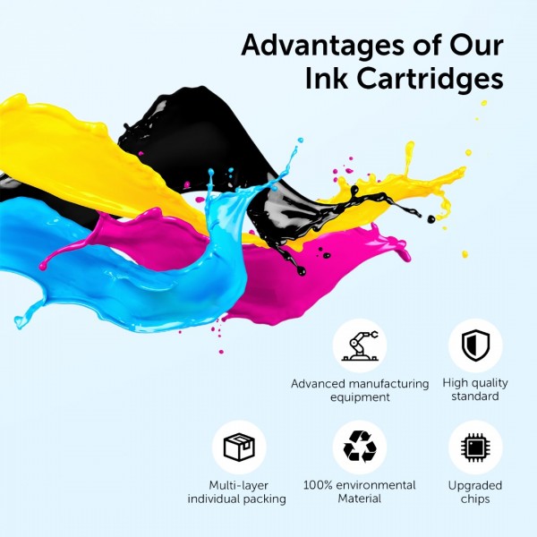 Upsek 952XL Newest Upgrade (3 Packs) Compatible 952xl Ink Cartridges Replacement for HP 952 XL Ink Cartridges Use with Officejet Pro 7740 8210 8710 8720 8740 8715 7720 8725 8730 (Cyan, Yellow, Magenta)